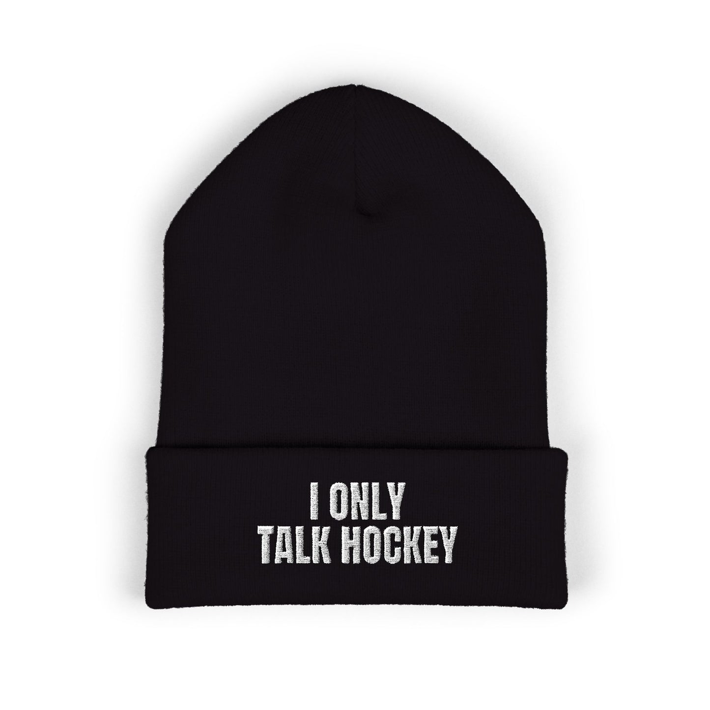 I Only Talk Hockey Black Beanie