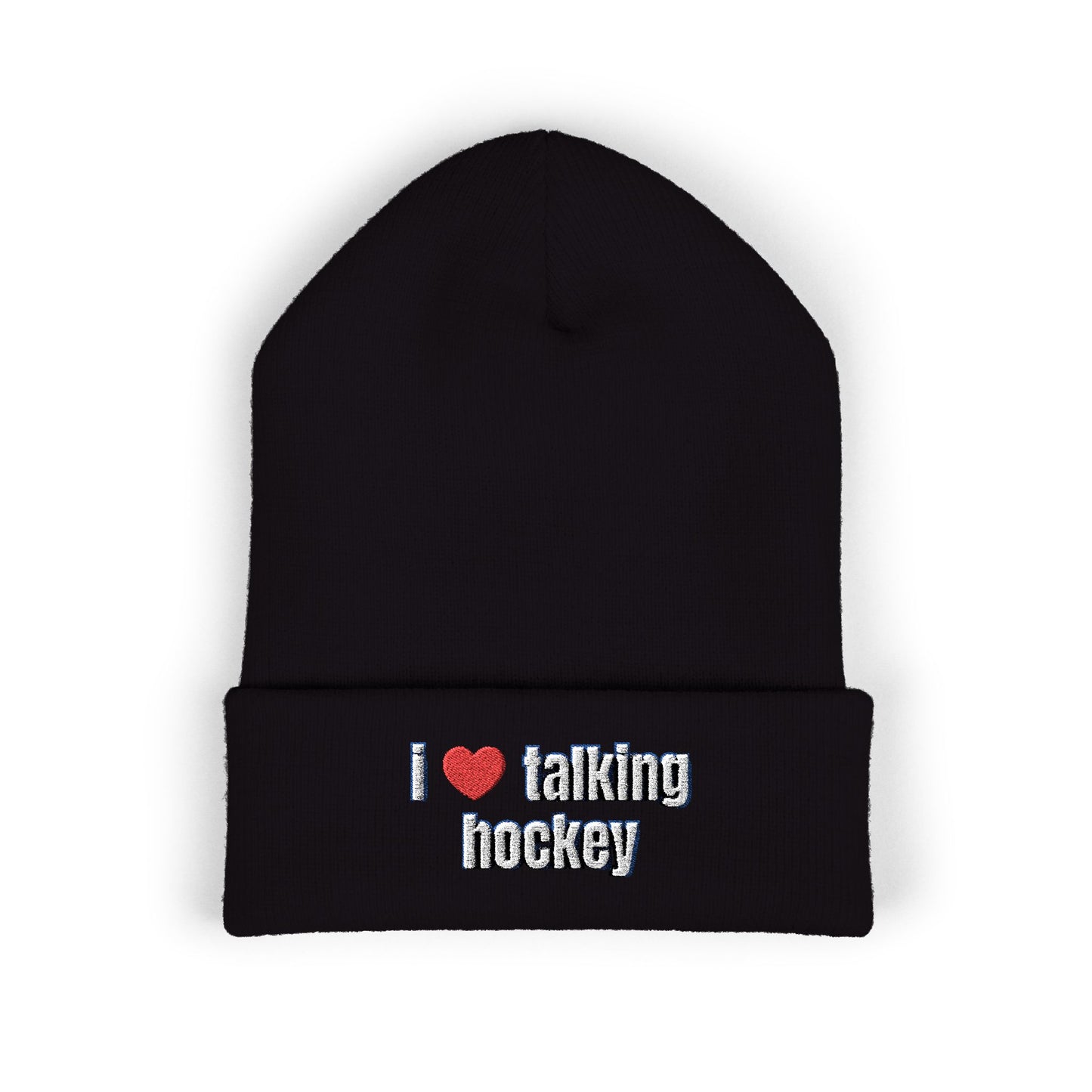 I Love Talking Hockey Black Beanie