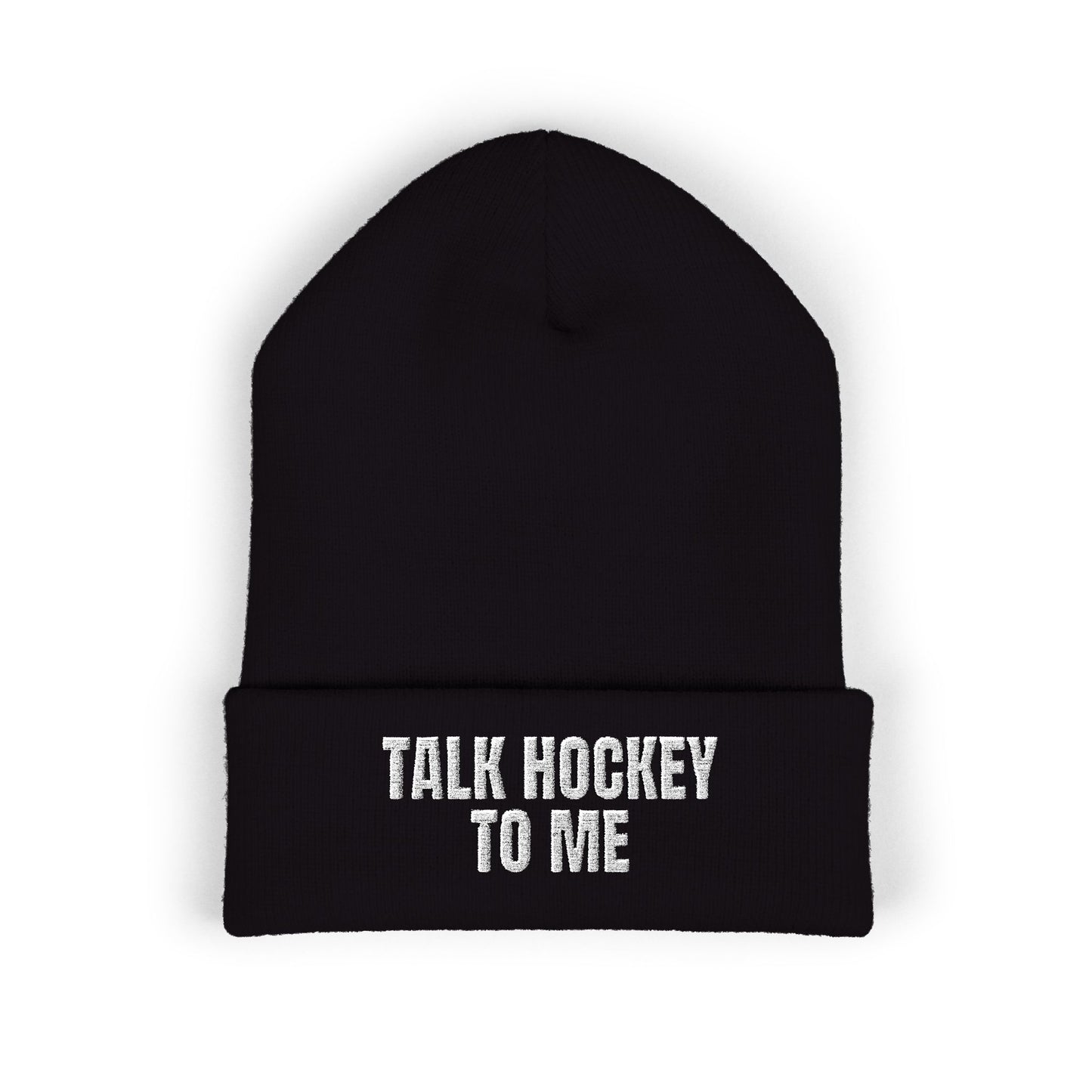 Talk Hockey To Me Black Beanie