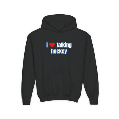 I Love Talking Hockey Kids Hoodie